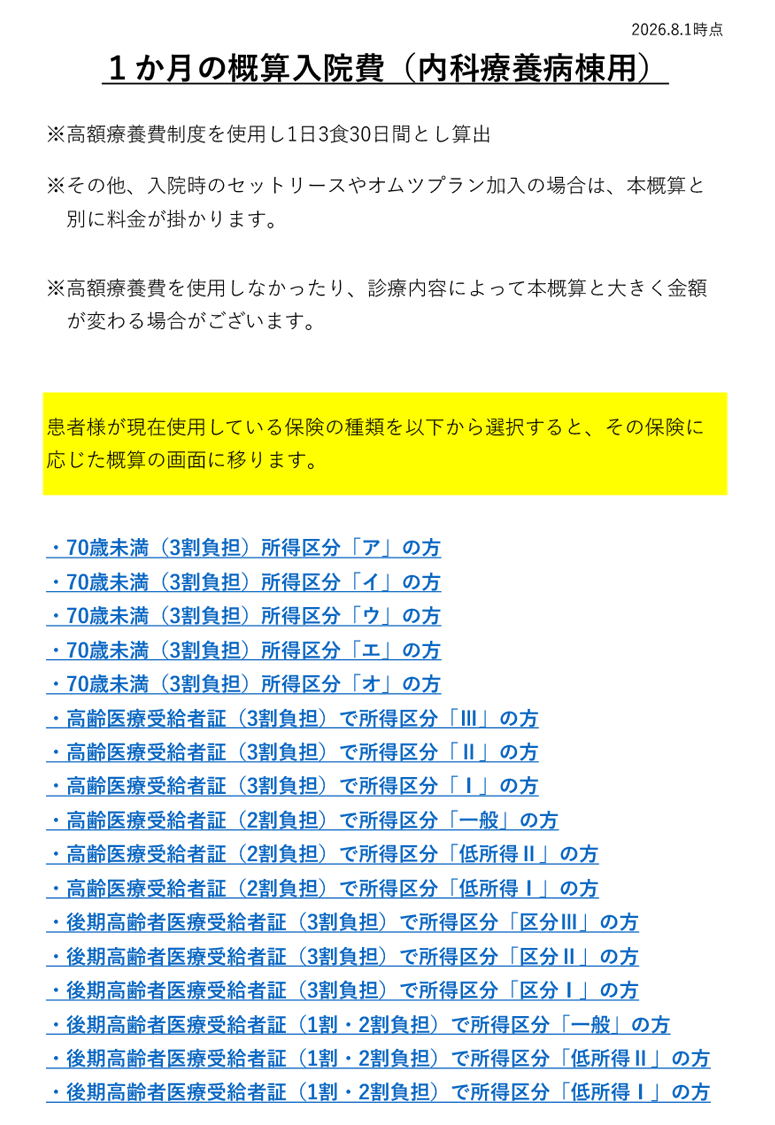 R8.6 概算入院費（内科療養病棟用）